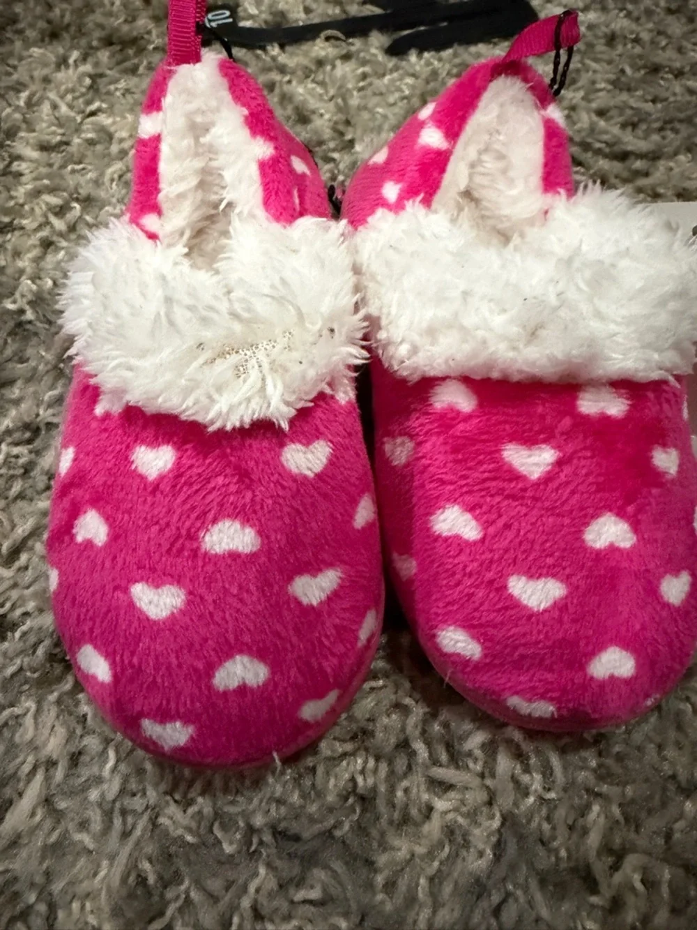 Wonder Nation Pink Hearts Lined w/Sherpa Slippers Size Small 5/6